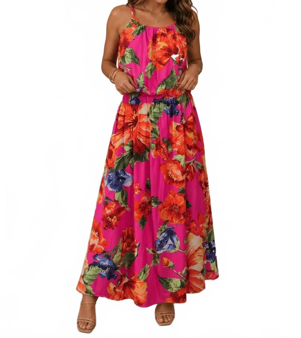 NEW SKIES ARE BLUE island bloom maxi skirt in magenta